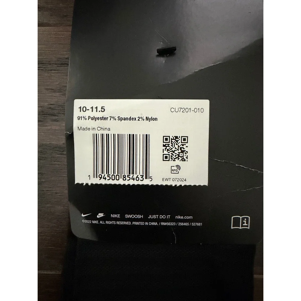Nike Spark Running Cushioned No Show Socks 3 Pack Black CU7201-010 Men 10-11.5